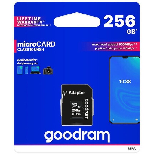 Goodram M1AA-2560R12 256GB class10 card de memorie,SD adapterrel negru