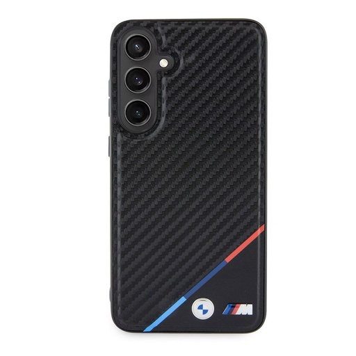 Samsung Galaxy S24+ BMW M PU Leather Carbon MagSafe husă – Tricolor Line (Negru) - BMHMS24M23PUDTK