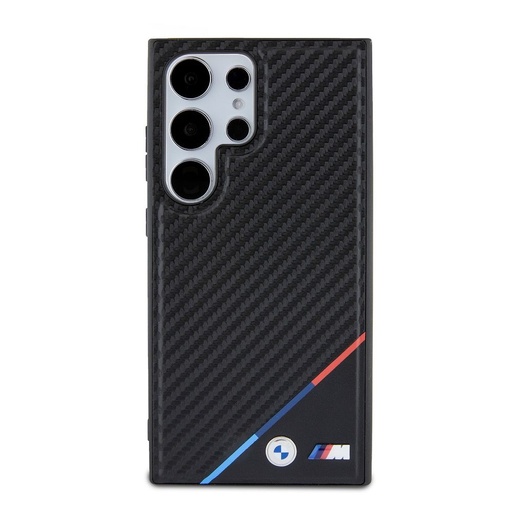 Samsung Galaxy S24 Ultra BMW M PU Leather Carbon MagSafe husă – Tricolor Line (Negru) - BMHMS24L23PUDTK